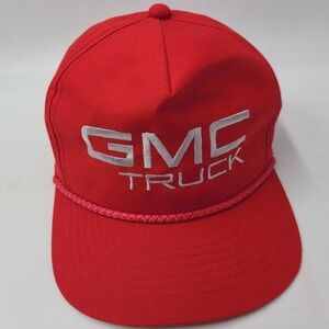 Vintage GMC Truck Hat Snapback Red Gray Rope YoungAn Outdoor Cap Trucker 80s Men